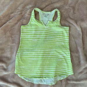 Green and white tank
